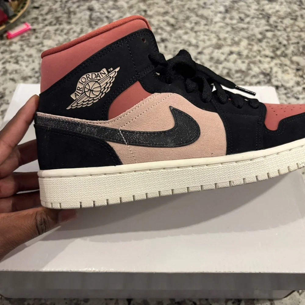 Jordan Women's Black and Coral Sneakers - Picture 3 of 5